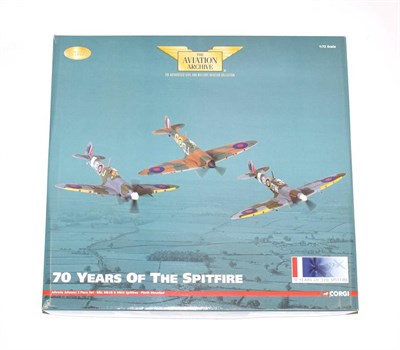 Lot 3272 - Corgi Aviation Archive AA99189 1:72 Scale 70 Years Of The Spitfire Johnnie Johnson 3 Piece Set with