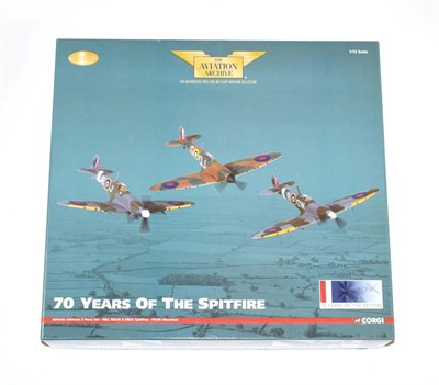 Lot 3273 - Corgi Aviation Archive AA99189 1:72 Scale 70 Years Of The Spitfire Johnnie Johnson 3 Piece Set with