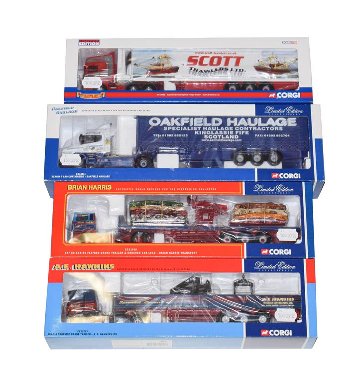 Lot 3291 - Corgi Commercial Vehicles Scania Scott Trawlers, Scania Oakfield Haulage, ERF Brian Harris and...