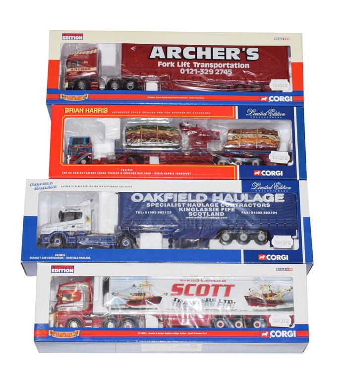 Lot 3292 - Corgi Commercial Vehicles Scania Scott Trawlers, Scania Oakfield Haulage, ERF Brian Harris and...