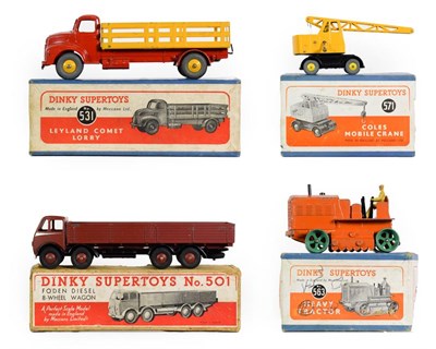 Lot 3305 - Dinky 501 1st Foden Wagon brown in plain card box (G-E box G) 531 Leyland Comet lorry (G box G) 571