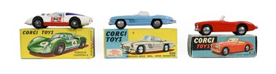 Lot 3310 - Corgi 300 Austin Healey Sport Car red (E box G-F) 303S Mercedes Benz 300SL (E box E-G) and 330...