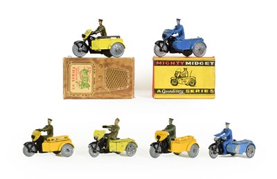 Lot 3318 - Benbros 3 AA Motorcycle yellow in TV Series box (G box G-F) three others one yellow and two...