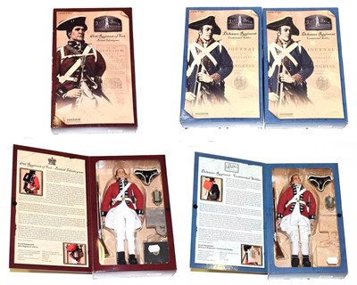 Lot 3345 - Sideshow Collectables Fife & Drum Figures 64th Regiment of Feet and two Delaware Regiment...