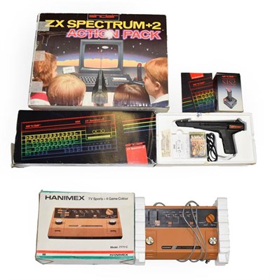 Lot 3351 - Sinclair ZX Spectrum+2 Action Pack together with a Hanimex TV Sports 4 Game Colour (both boxed) (2)