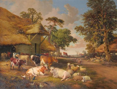 Lot 827 - Attributed to Thomas Sidney Cooper RA and Thomas Creswick RA (19th century) Farmyard scene in...