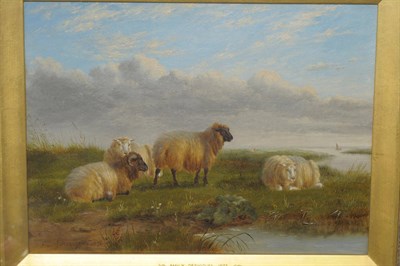 Lot 839 - Emily E. Desvignes (Mrs Bicknell) (fl.1855-1876) Sheep resting beside a stream Signed and dated...