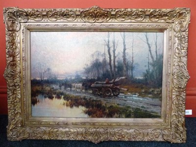 Lot 842 - Joseph Paulman (19th century) Timber wagon with figures in a landscape Signed, oil on canvas,...