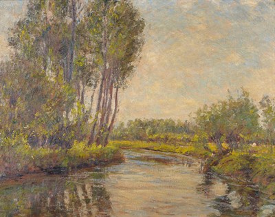 Lot 844 - James Charles (1851-1906) Summer river landscape Signed with the artist's monogram, oil on...