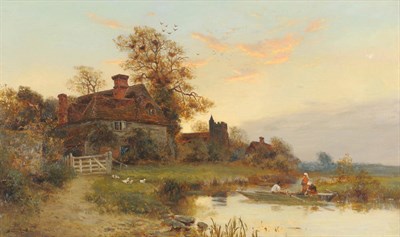 Lot 848 - W. Stuart Lloyd RBA (fl.1875-1929) "Evening on the River Buelt, Kent" Signed, inscribed on the...