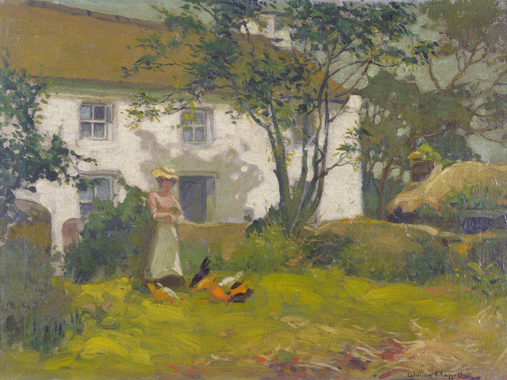 Lot 856 - William Hoggatt RI, RBC, RCamA (1880-1961)  "A Small Farmstead, Isle of Man" Signed and...