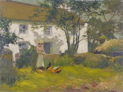 Lot 856 - William Hoggatt RI, RBC, RCamA (1880-1961)  "A Small Farmstead, Isle of Man" Signed and...