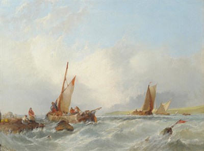 Lot 866 - Alfred Montague (1832-1883) "Shipping off the Dutch Coast" Signed, inscribed on a plaque and...