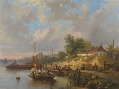 Lot 874 - Attributed to Laurent Herman Redig (1822-1861) Dutch "Dutch River Scene" Bears a signature,...