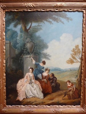 Lot 885 - Follower of Antoine Watteau (19th century) Elegantly dressed ladies with their children beside...