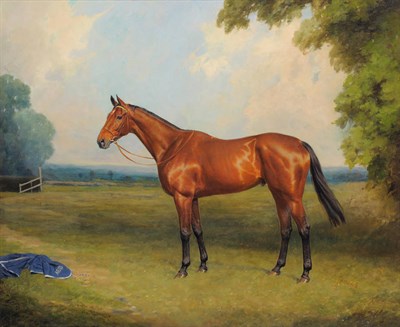 Lot 899 - Thomas Percy Earl (fl.1900-1930) The racehorse 'Golden Miller', standing in a paddock at...