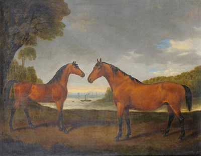 Lot 900 - Style of Henry Calvert (1798-c.1869) Horses 'Match' and 'Premium' at Stillingfleet Oil on...