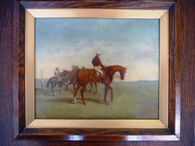 Lot 905 - English School (19th century) Racehorses with jockeys at the start Indistinctly signed,...