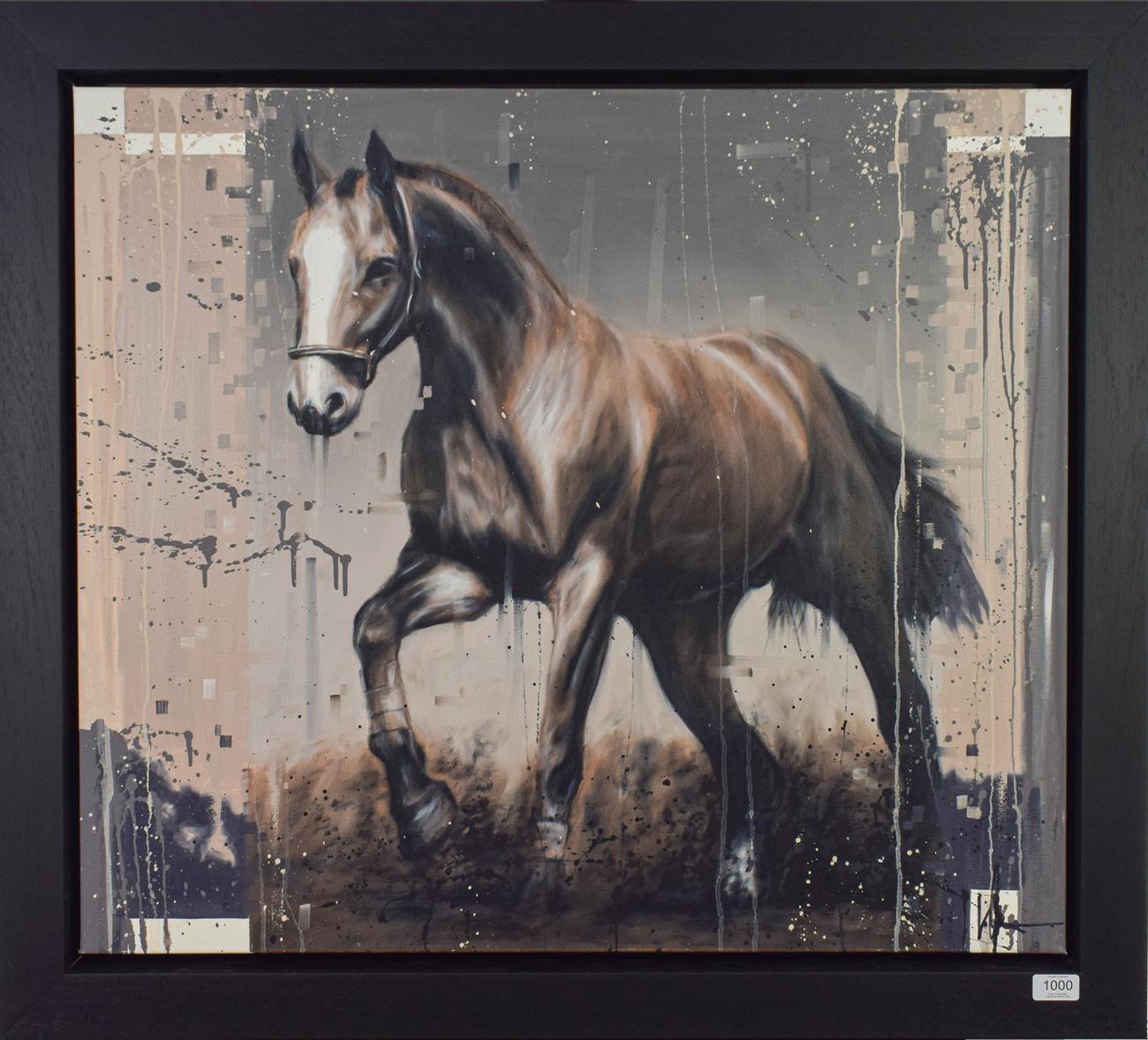 Lot 1000 - Kris Hardy (b.1978) ''Brown Horse II'' Signed, oil on canvas, 71cm by 81.5cm  Artist's Resale...