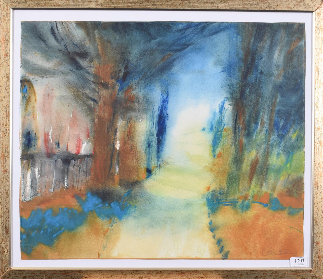 Lot 1001 - Caroline Bailey (Contemporary) ''Yew Trees in the Wild Garden'' Signed, watercolour, 54cm by 64.5cm