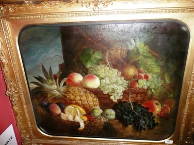 Lot 919 - W. E. D. Stuart (fl. 1846-1858) Still life of fruit in a basket Signed with the artist's...