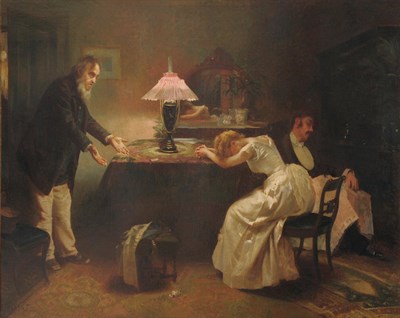 Lot 924 - Alexander M. Rossi (fl.1870-1903) Interior scene with figures, possibly relating to the Music...