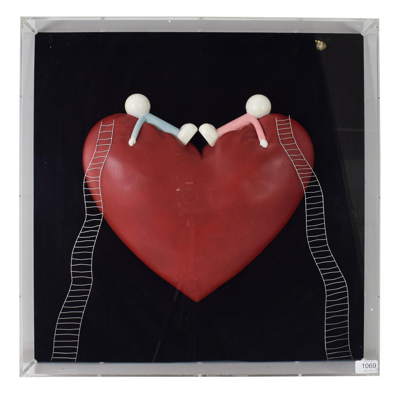 Lot 1069 - Doug Hyde (Contemporary) ''High on Love'' Edition 95/150, mixed media in perspex frame 60cm by 60cm
