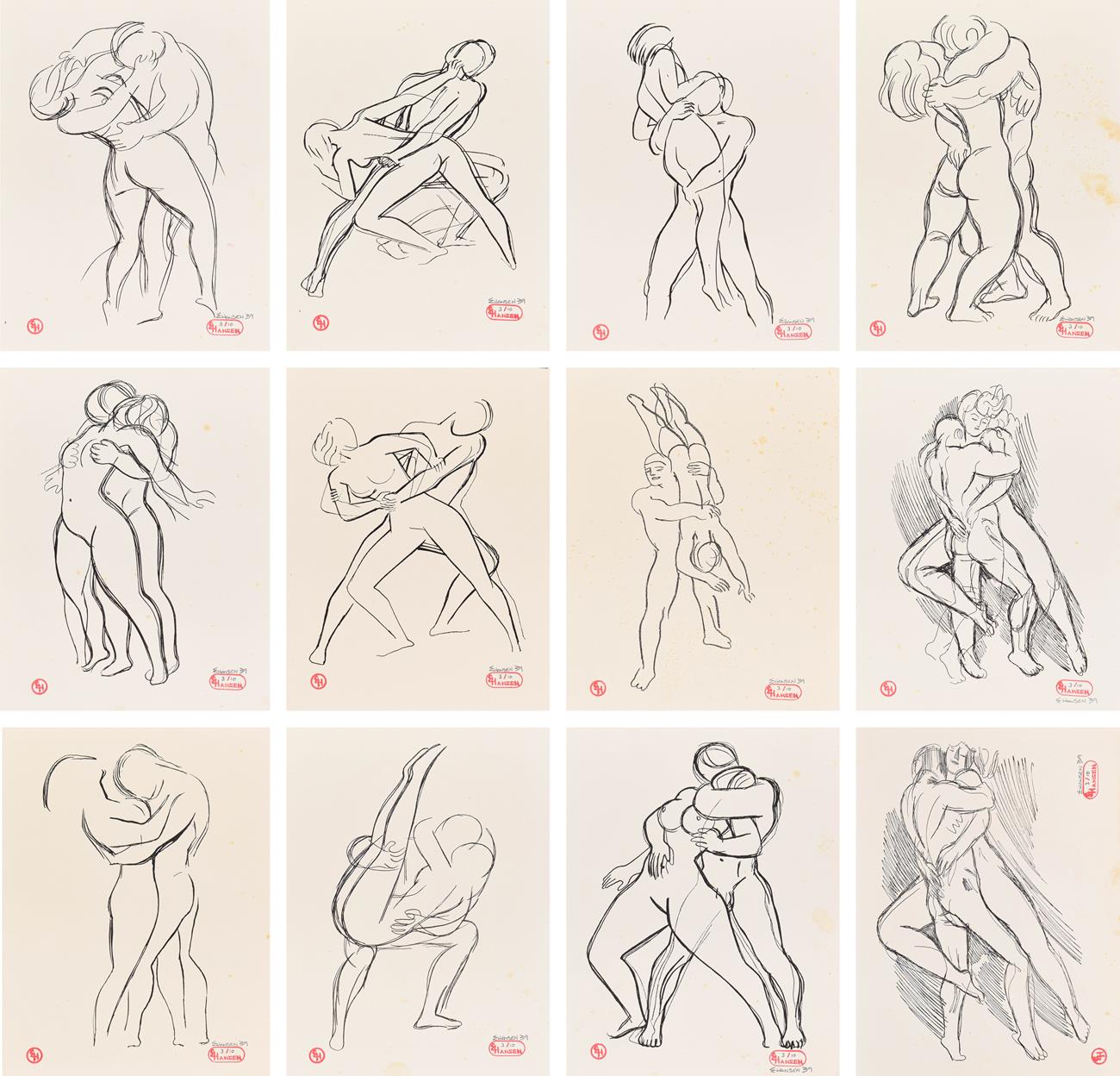 Lot 1080 - Ernest Hansen (19th/20th century) Danish Set of forty prints from the Erotika Series Each...
