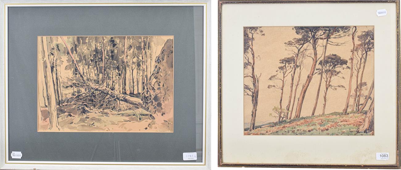 Lot 1083 - Fred Lawson (1888-1968)  Fallen Tree Signed, mixed media together with a further watercolour...