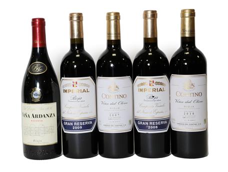 Lot 2083 - Imperial Gran Reserva 2008 and 2009 Rioja (two bottles), Contino Vina Del Olivo 2007 and 2010...