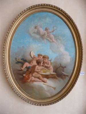 Lot 939 - Attributed to Charles Augustus Henry Lutyens (19th/20th century) "Music"; Putti with flowers...