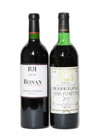 Lot 2092 - Berberana Gran Reerva, 1975, Rioja (one bottle), Ronan By Clinet, 2010, Grand Vin De Bordeaux...