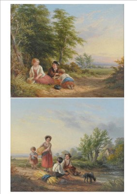 Lot 941 - Attributed to John Anthony Puller (fl.1821-1867) Children beside a path; Children with stooks...