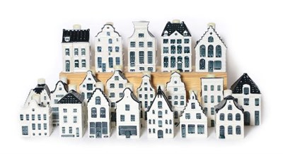 Lot 2109 - Bols: A Collection Of Twenty KLM Miniatures, each blue Delft house form miniature produced...