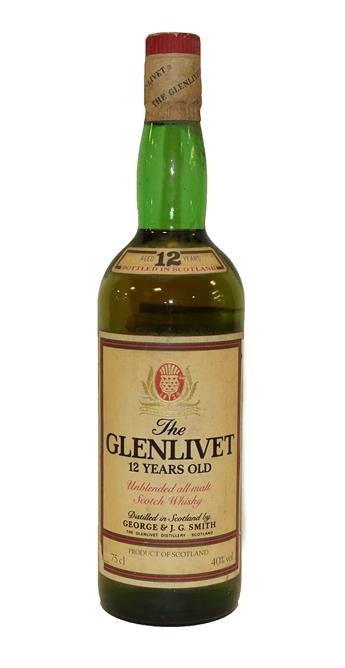 Lot 2131 - The Glenlivet 12 Years Old Unblended All Malt Scotch Whisky, 1980s bottling 40% vol, 75cl (one...