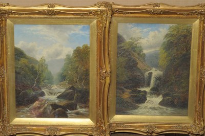 Lot 945 - William Mellor (1851-1931)  River landscapes with trees and waterfall; River landscapes with...