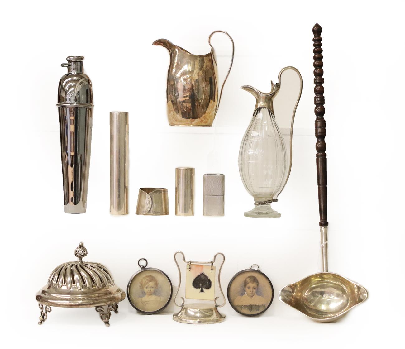 Lot 1 - A Collection of Silver and Silver Plate, including a silver table-bell, by George Unite,...
