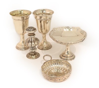 Lot 27 - A Collection of Silver, comprising: a French silver wine-taster, maker's mark MP, an arrow between
