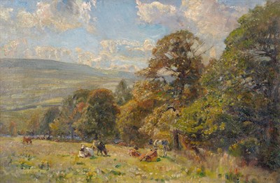 Lot 951 - Herbert Royle (1878-1950)  Summer landscape in Wharfedale Signed, oil on canvas, 51cm by 76.5cm