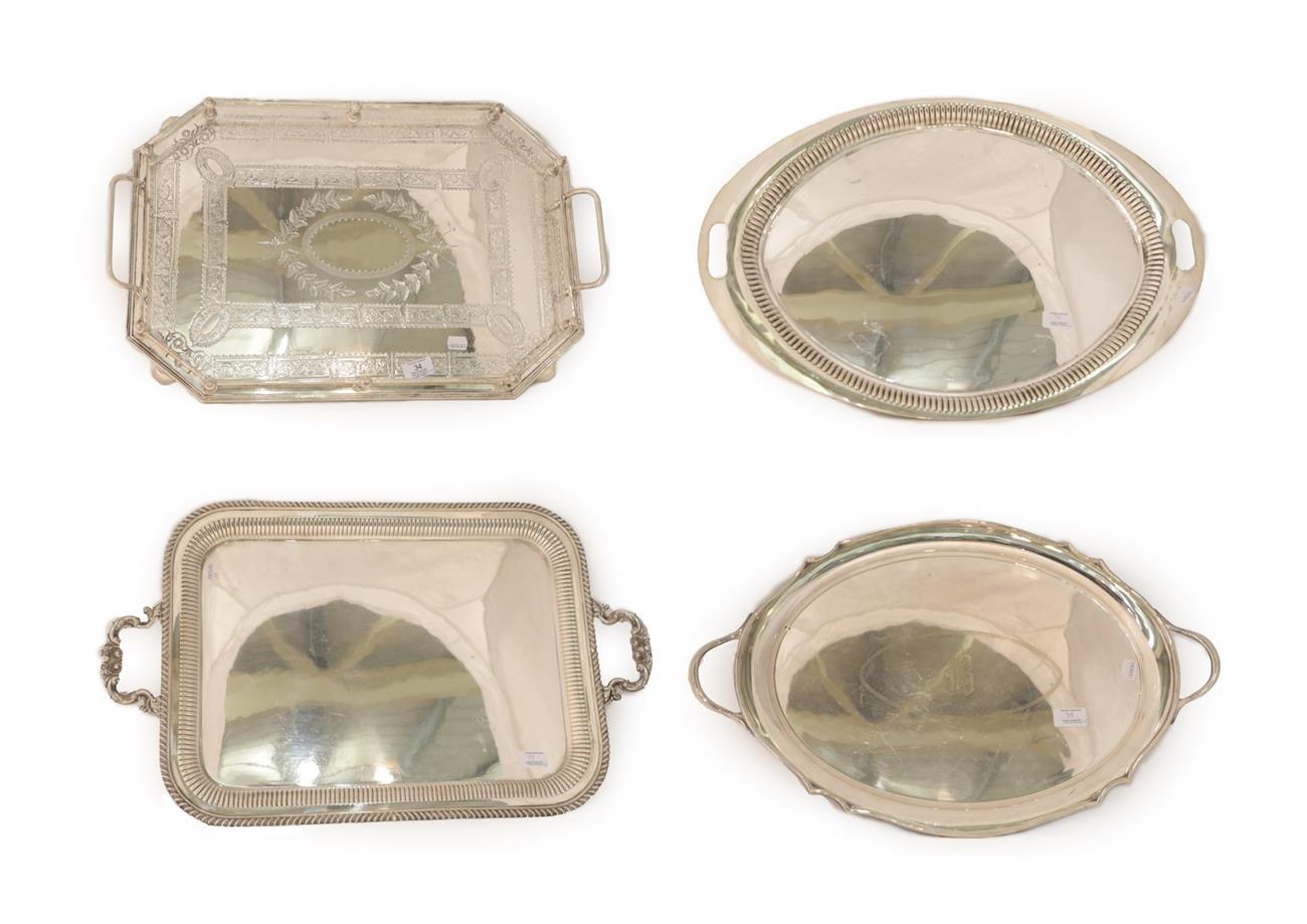 Lot 34 - Collection of Silver Plate Trays, oblong or oval, 70cm wide and smaller
