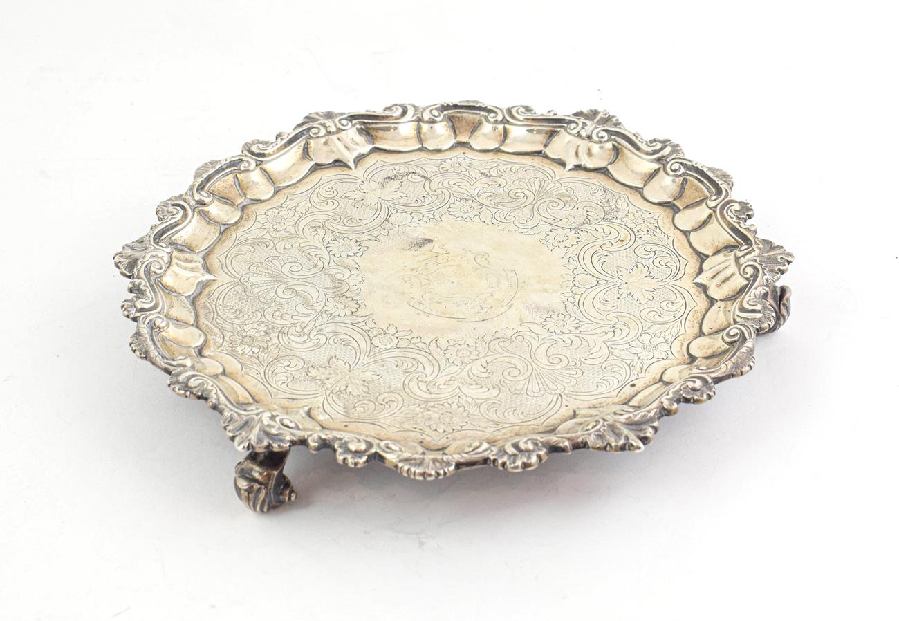 Lot 57 - A George IV Silver Salver, by John Wakefield, London, 1824, shaped circular and on three...
