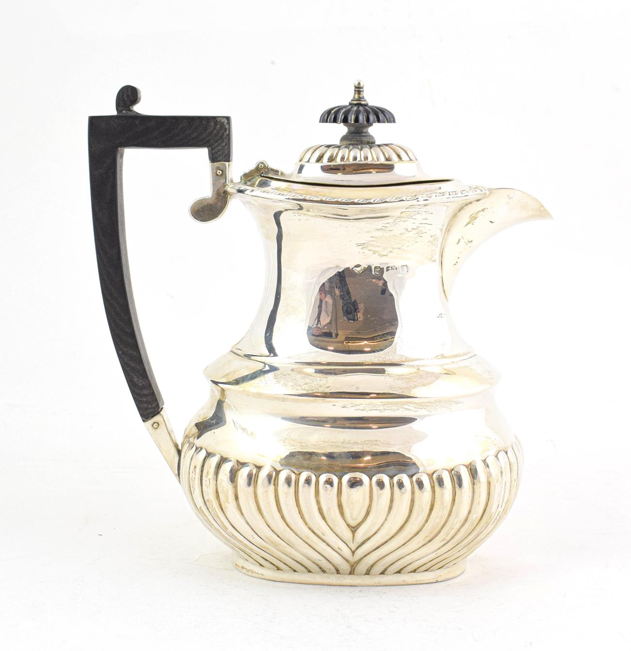 Lot 70 - An Edward VII Silver Hot-Water Jug, by S. Glass, Birmingham, 1908, baluster, the lower body...