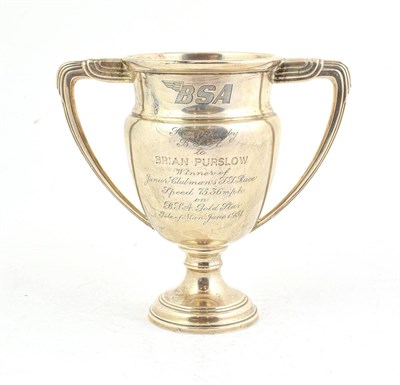 Lot 72 - An Elizabeth II Silver Trophy Cup, by F C Richards, Birmingham, 1954, tapering and on spreading...