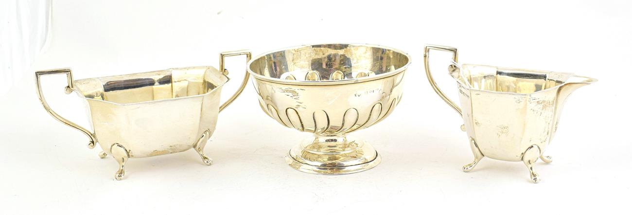Lot 76 - A George VI Silver Cream-Jug and Sugar-Bowl, by Emile Viners, Sheffield, 1938, each elongated...