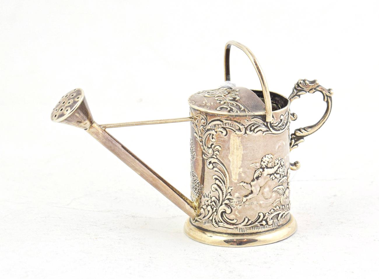 Lot 77 - A German Silver Toy Watering-Can, by Gebruder Dingeldein, Hanau, with English Import Marks for...