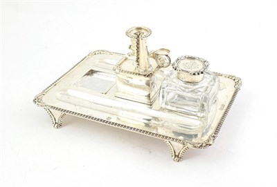 Lot 78 - A Victorian Silver Inkstand, by Charles Stuart Harris, London, 1899, oblong and on gadrooned...