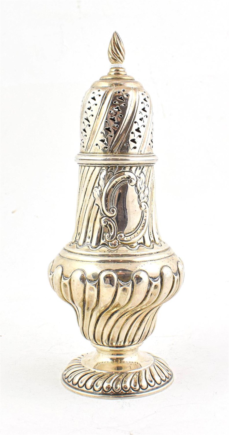 Lot 79 - An Edward VII Silver Caster, Maker's Mark Rubbed, Birmingham, 1902, vase shaped and on...