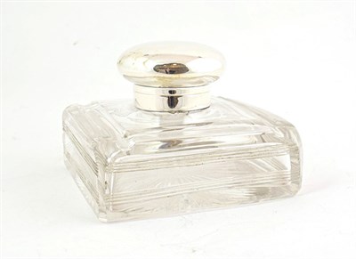 Lot 80 - A George V Silver-Mounted Cut-Glass Ink-Bottle, Maker's Mark Indistinct, London, 1910, the...