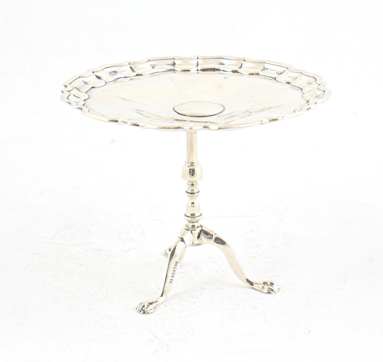 Lot 84 - An Edward VII Silver Miniature Table, by Roberts and Belk, Sheffield, 1909, modelled as a...