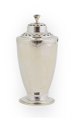 Lot 98 - A George V Silver Caster, by Reid and Sons Ltd., London, 1933, in the Art Deco style, tapering...